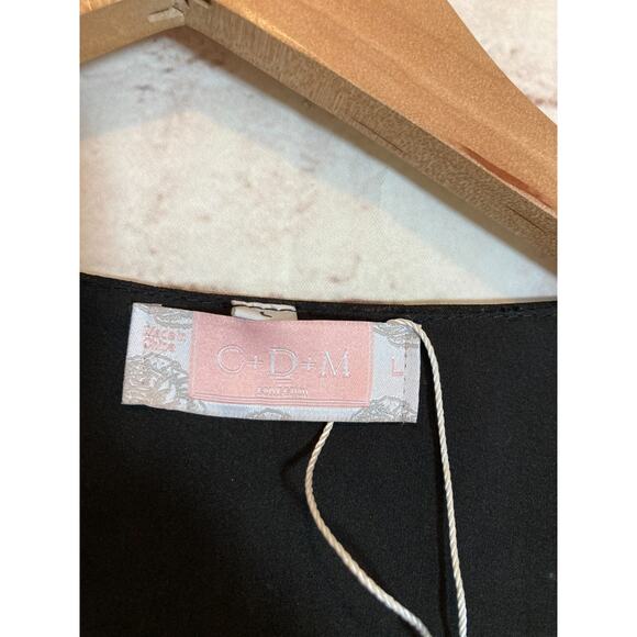 CDM Babydoll Dress Womens Large Black All Over Poms Flutter Sleeve Whimsigoth - Picture 3 of 14